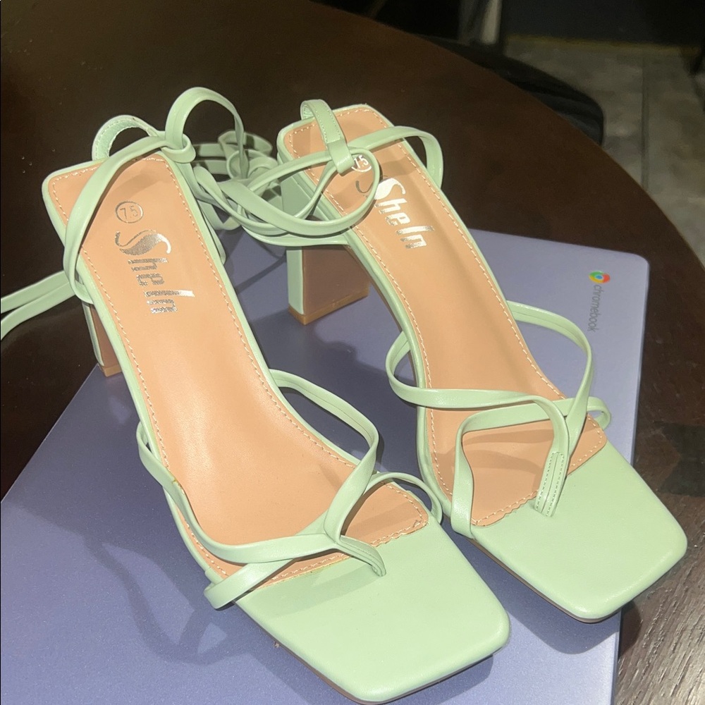 SHEIN Light Green Strappy Heels